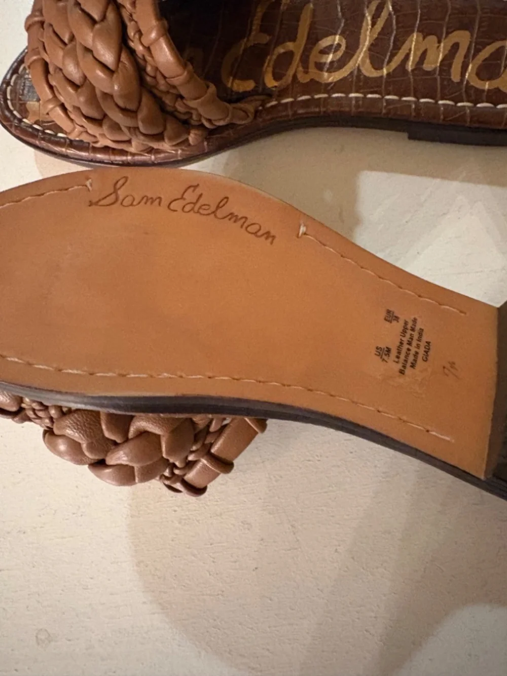 Sam edelman woven slide light brown NWT